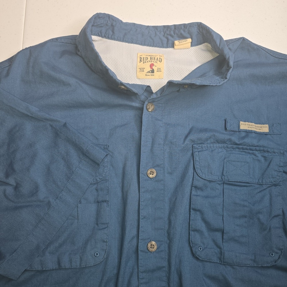 RED HEAD BRAND Men's 2XL Vented‎ Blue Fishing Short Sleeve Shirt -1092
